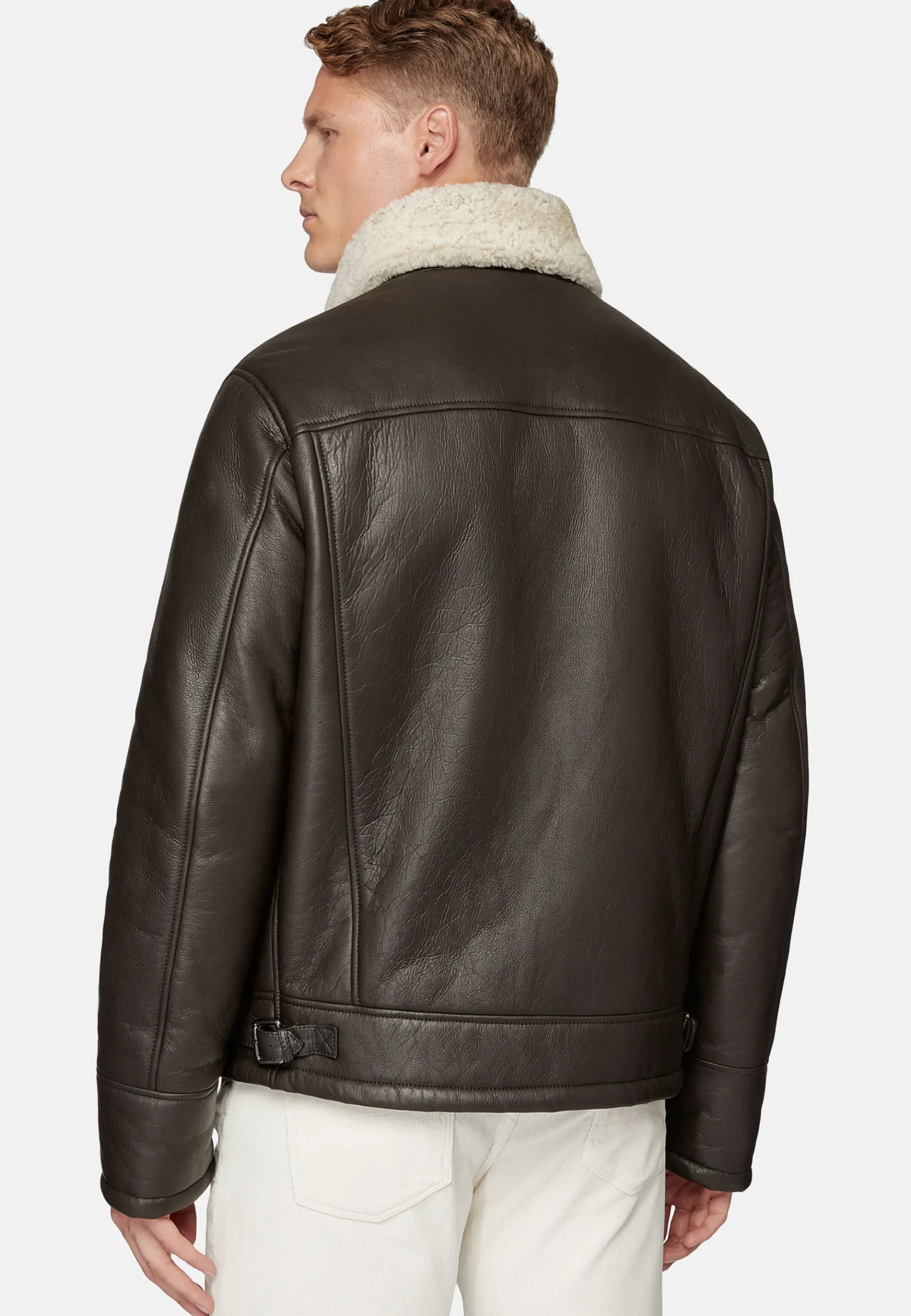 Boggi Milano Bomber En Cuir Véritable Et Peau De Mouton Retournée