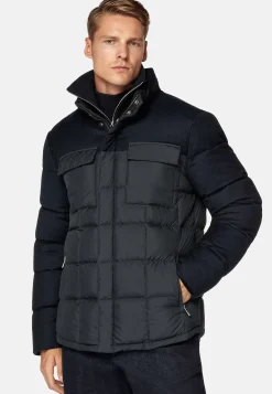 Boggi Milano Bomber Flyn En Flanelle Et Tissu Tech En Plume