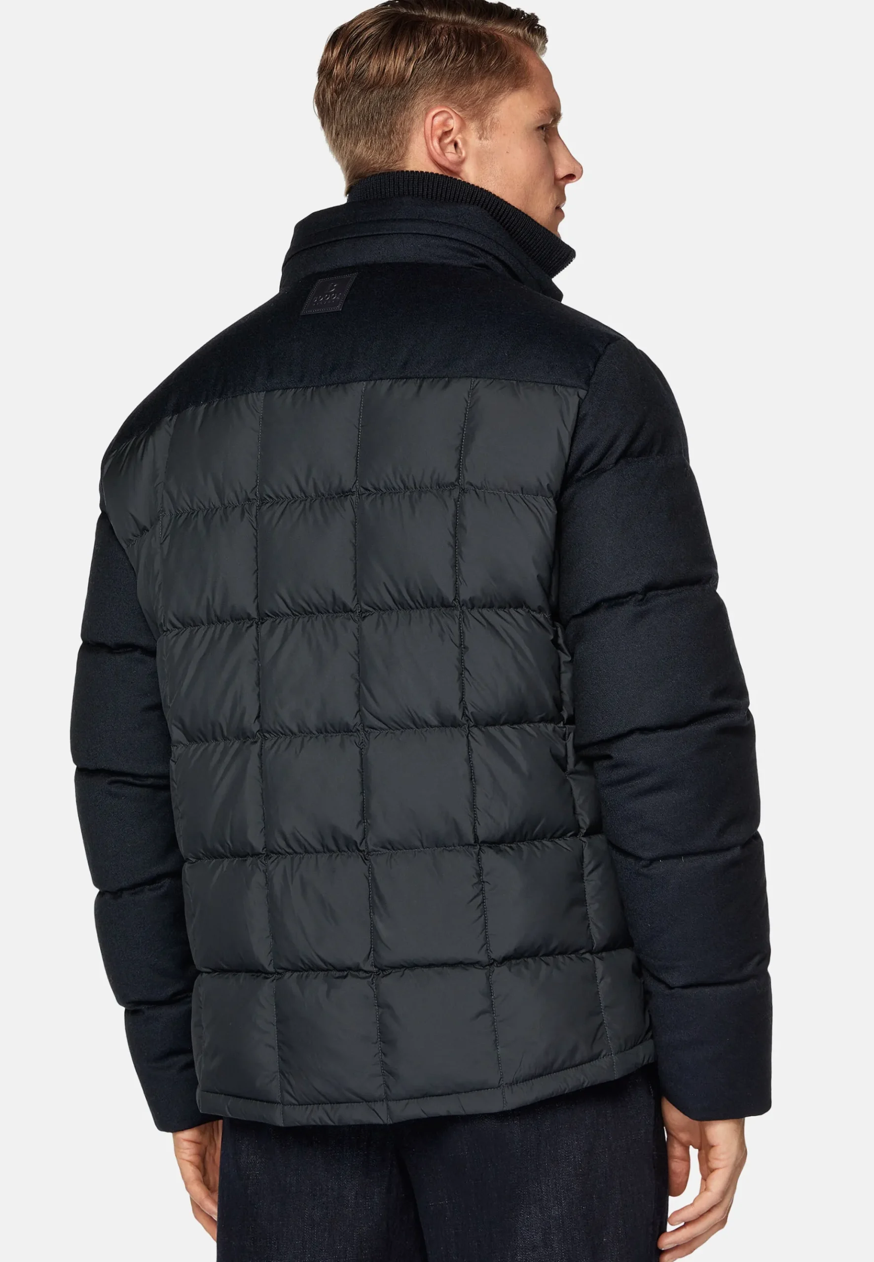 Boggi Milano Bomber Flyn En Flanelle Et Tissu Tech En Plume