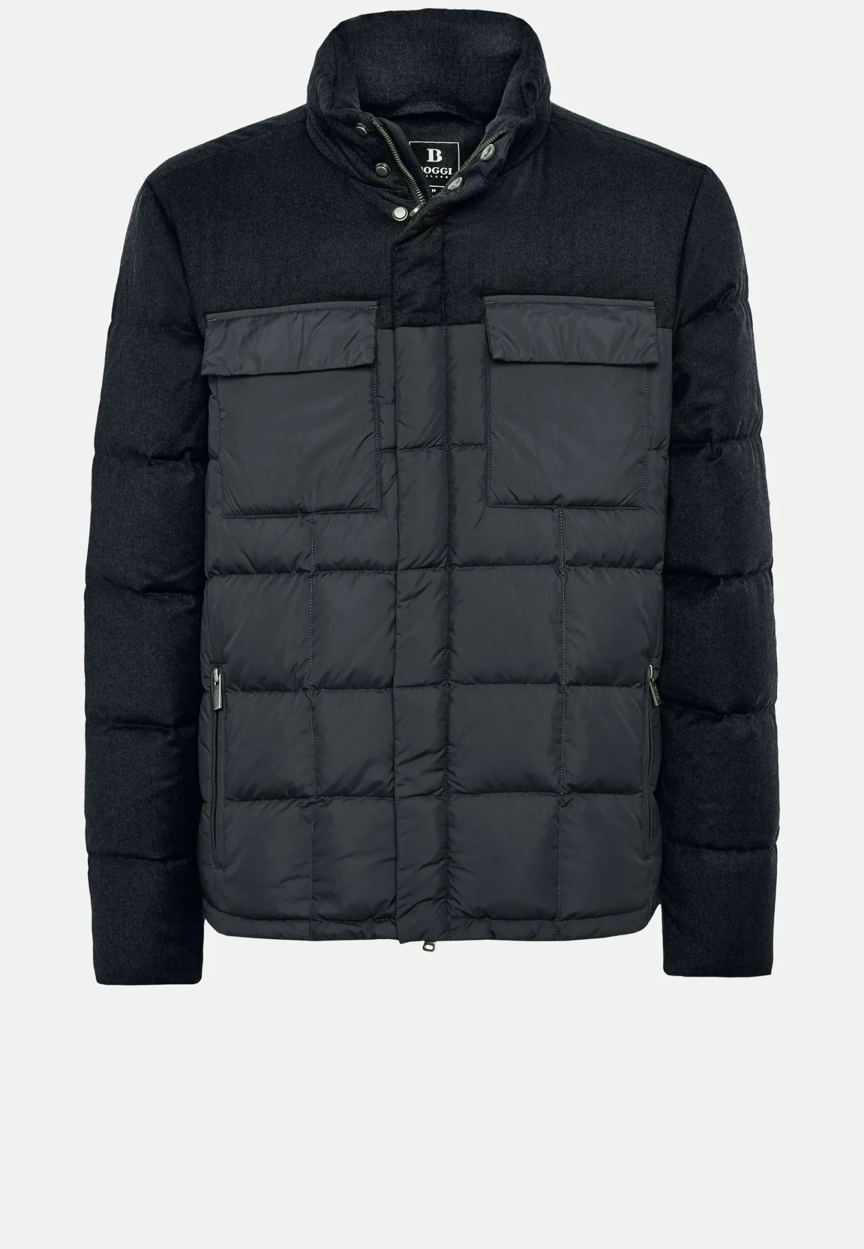 Boggi Milano Bomber Flyn En Flanelle Et Tissu Tech En Plume