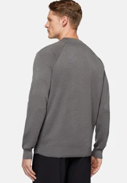 Boggi Milano Bomber Tech Gris Foncé En Maille De Laine Mérinos