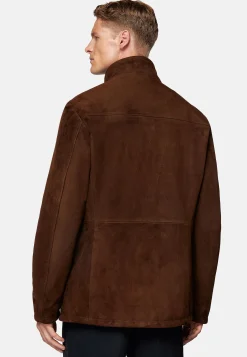 Boggi Milano Caban Matelassé En Daim Véritable