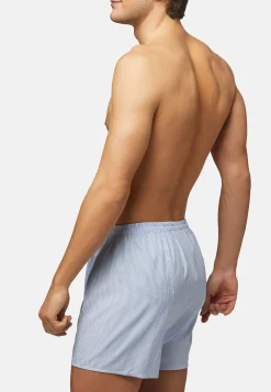 Boggi Milano Caleçon À Rayures Bleues En Coton