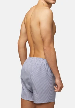 Boggi Milano Caleçon À Rayures Bleues En Coton