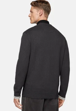 Boggi Milano Cardigan Anthracite En Laine De Coton Bio