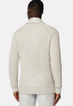 Boggi Milano Cardigan Sable À Col Châle En Laine Mérinos