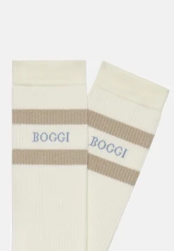 Boggi Milano Chaussettes Rayées Logo En Coton Mélangé