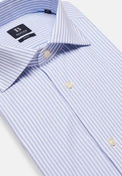 Boggi Milano Chemise À Rayures Bleu Ciel En Coton Dobby Slim Fit