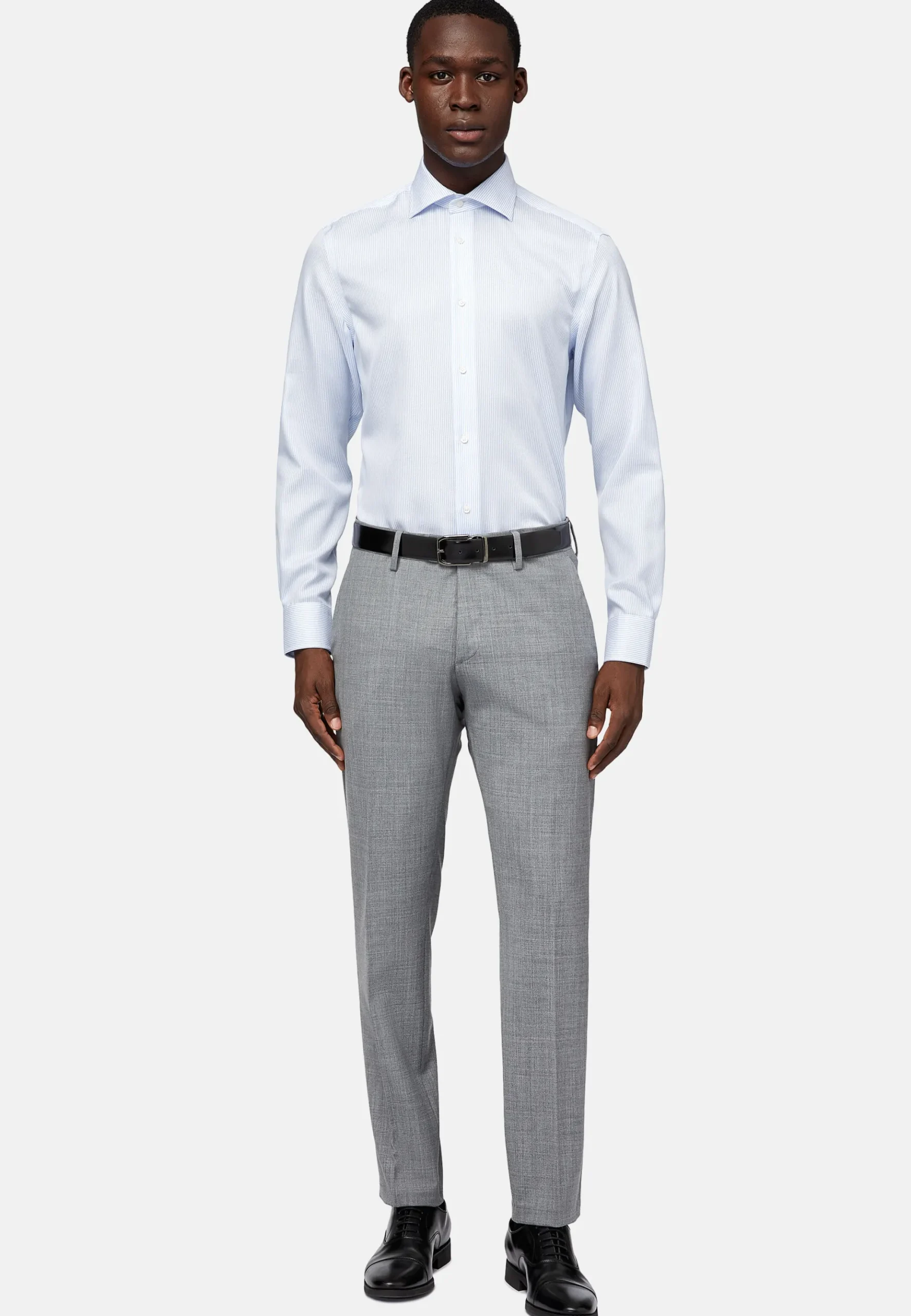 Boggi Milano Chemise À Rayures En Coton Dobby Slim Fit