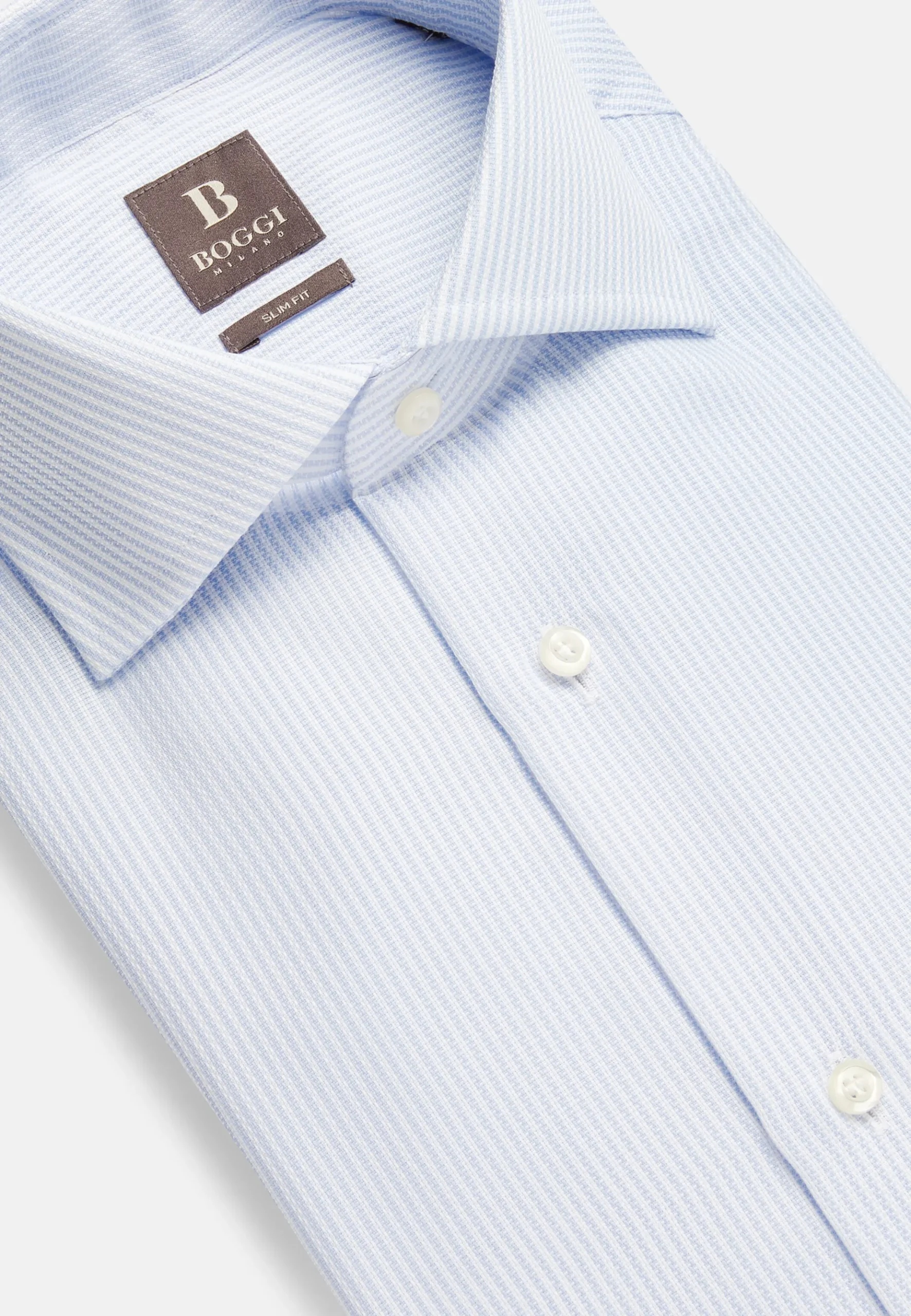 Boggi Milano Chemise À Rayures En Coton Dobby Slim Fit