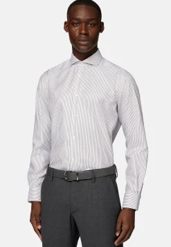 Boggi Milano Chemise À Rayures En Sergé De Coton Slim Fit
