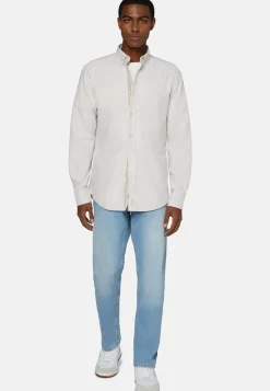 Boggi Milano Chemise Beige En Coton Oxford Bio Coupe Droite