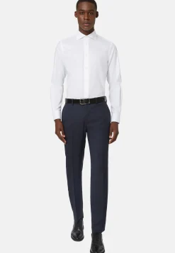 Boggi Milano Chemise Blanche En Sergé De Coton Slim Fit