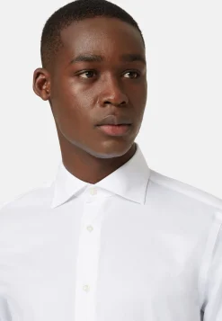 Boggi Milano Chemise Blanche En Sergé De Coton Slim Fit