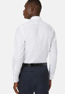Boggi Milano Chemise Blanche En Sergé De Coton Slim Fit