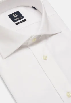 Boggi Milano Chemise Blanche Pin Point En Coton Slim Fit