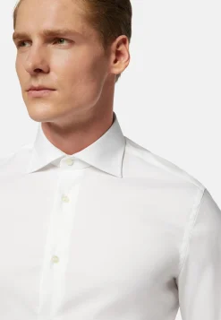 Boggi Milano Chemise Blanche Pin Point En Coton Slim Fit
