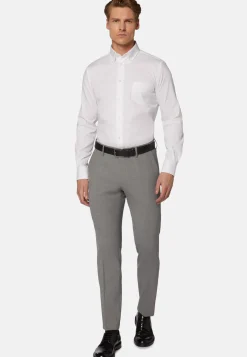 Boggi Milano Chemise Blanche Pin Point En Coton Regular Fit
