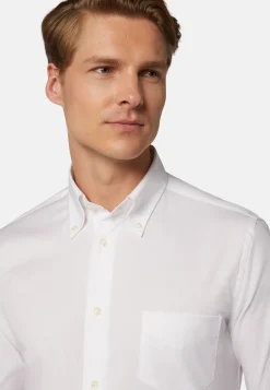 Boggi Milano Chemise Blanche Pin Point En Coton Regular Fit