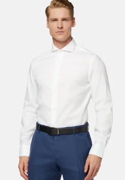 Boggi Milano Chemise Blanche Pin Point En Coton Slim Fit