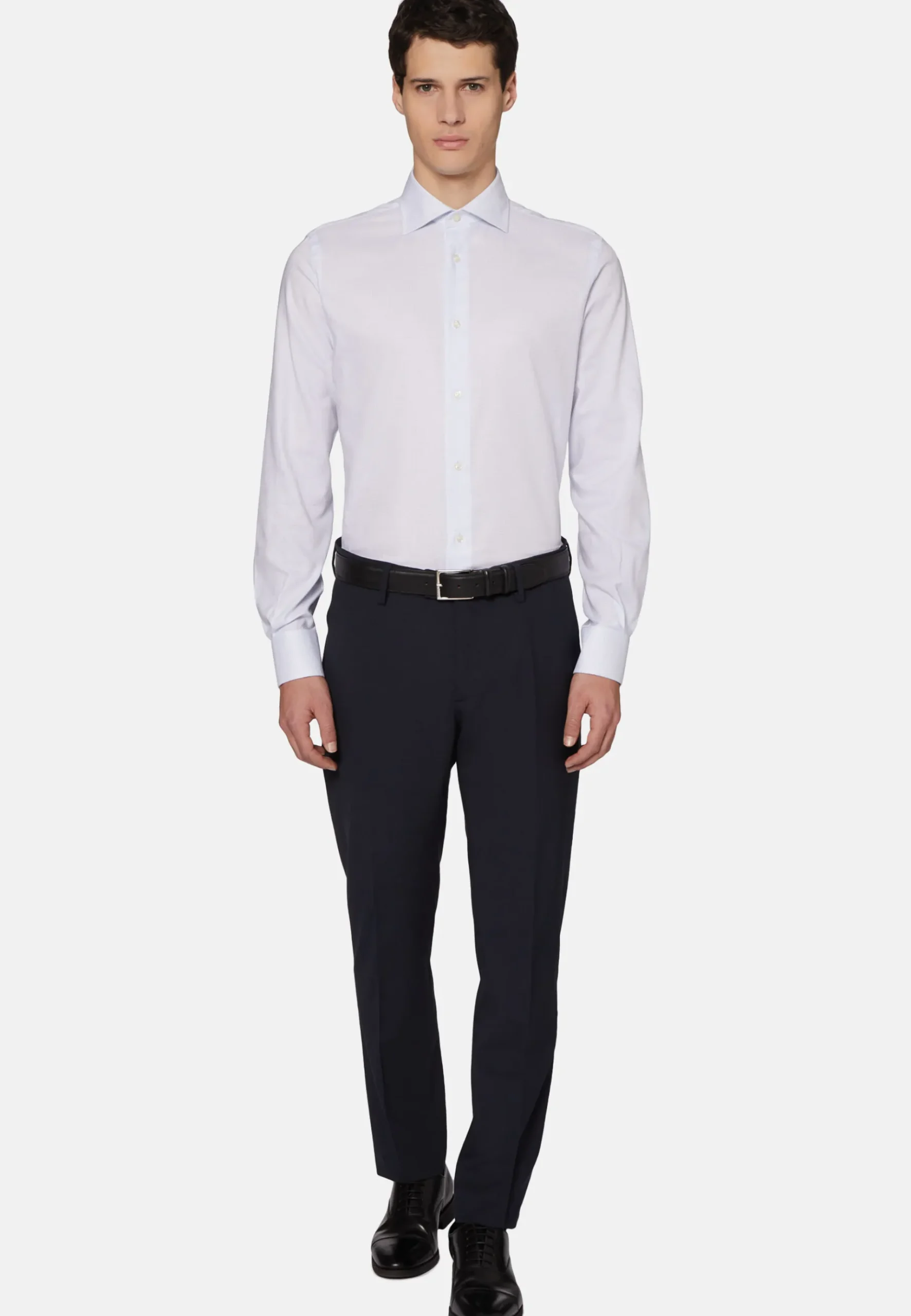 Boggi Milano Chemise En Coton Dobby Coupe Droite