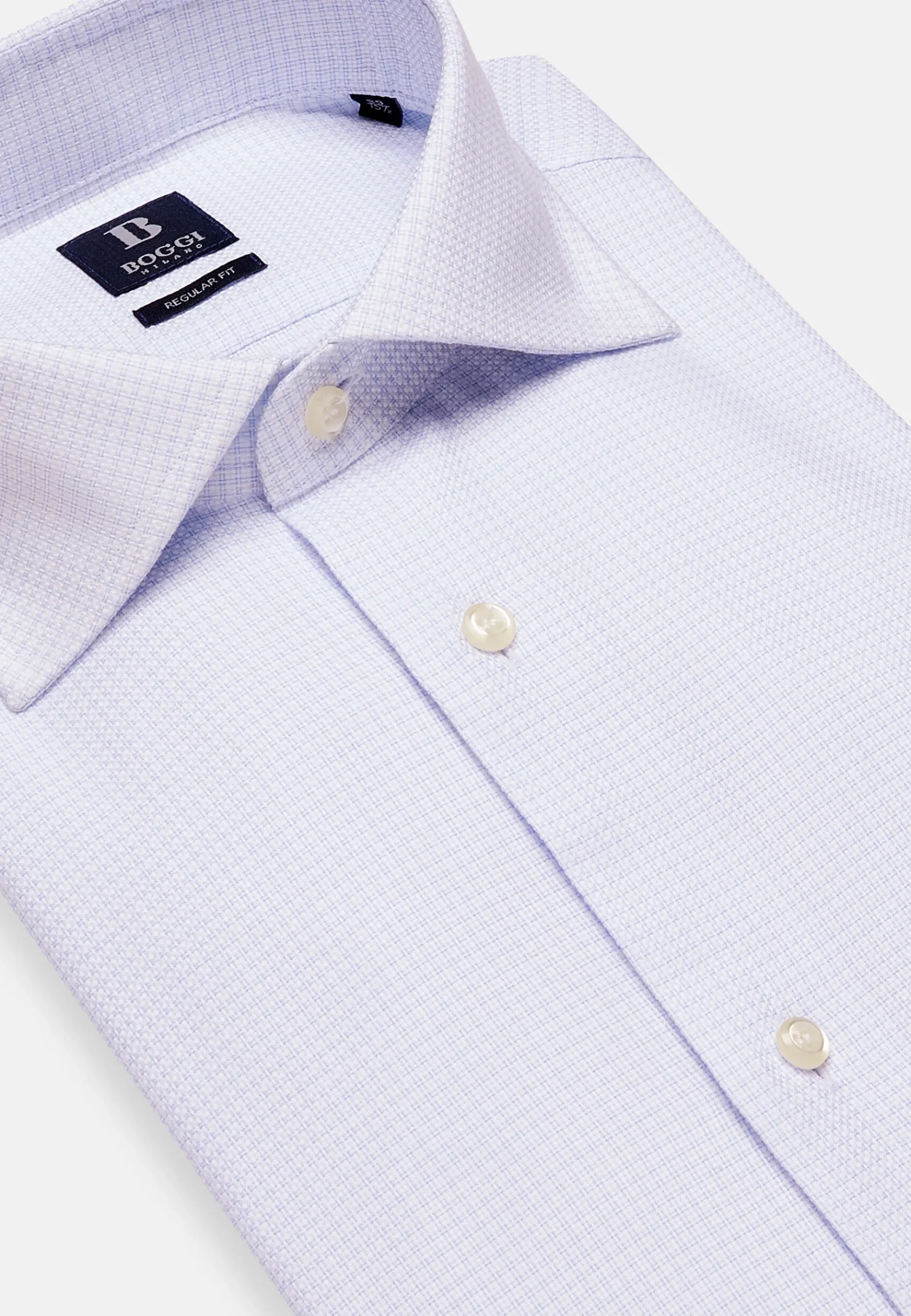 Boggi Milano Chemise En Coton Dobby Coupe Droite