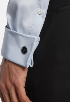 Boggi Milano Chemise Bleue Pin Point En Coton Slim Fit