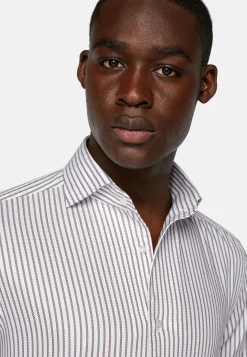 Boggi Milano Chemise Rayée En Coton Dobby Regular Fit
