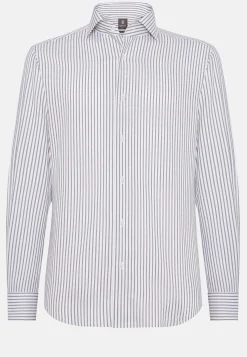Boggi Milano Chemise Rayée En Coton Dobby Regular Fit