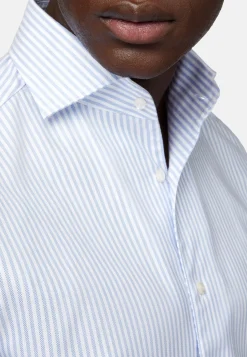 Boggi Milano Chemise Rayée En Coton Dobby Regular Fit