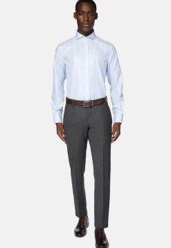 Boggi Milano Chemise Rayée En Coton Dobby Regular Fit