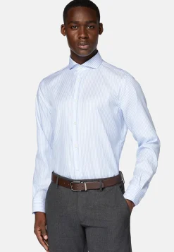 Boggi Milano Chemise Rayée En Coton Dobby Regular Fit