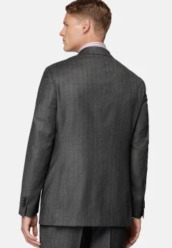 Boggi Milano Costume Anthracite À Fines Rayures En Pure Laine