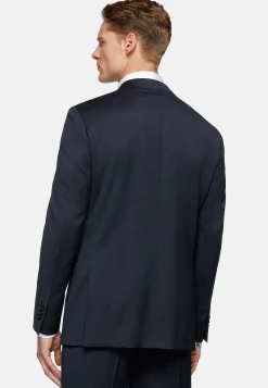 Boggi Milano Costume Bleu À Rayures En Laine Extensible