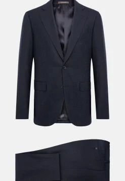 Boggi Milano Costume Bleu Marine À Micromotif En Laine