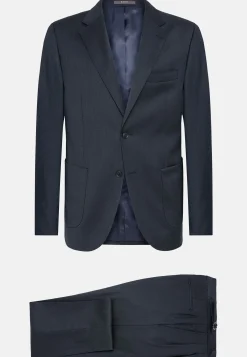 Boggi Milano Costume Bleu Marine En Laine Extensible