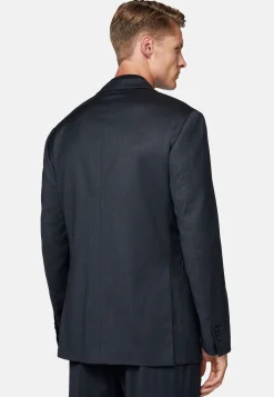 Boggi Milano Costume Bleu Marine En Laine Extensible