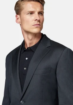 Boggi Milano Costume Bleu Marine En Laine Extensible