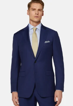 Boggi Milano Costume Bleu Roi À Fines Rayures En Pure Laine Super 130