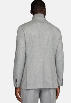 Boggi Milano Costume Croisé Gris Clair En Pure Laine