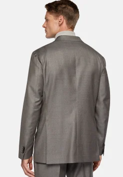 Boggi Milano Costume Croisé Gris Tourterelle En Pure Laine