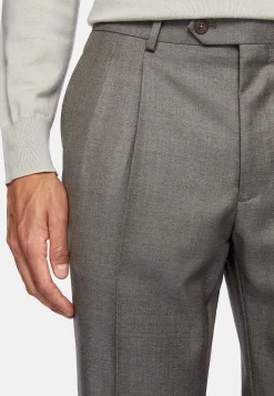 Boggi Milano Costume Croisé Gris Tourterelle En Pure Laine