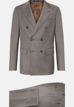 Boggi Milano Costume Croisé Gris Tourterelle En Pure Laine