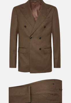 Boggi Milano Costume Croisé À Chevrons En Pure Laine