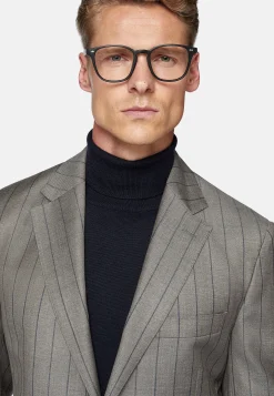 Boggi Milano Costume Gris Tourterelle À Fines Rayures En Pure Laine