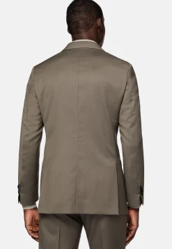 Boggi Milano Costume Gris Tourterelle À Chevrons En Pure Laine