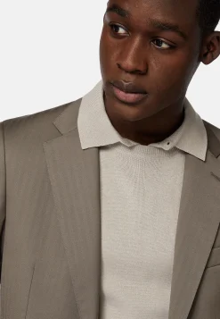 Boggi Milano Costume Gris Tourterelle À Chevrons En Pure Laine