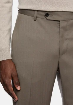 Boggi Milano Costume Gris Tourterelle À Chevrons En Pure Laine