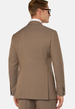 Boggi Milano Costume Gris Tourterelle Motif À Chevrons En Pure Laine Super 130