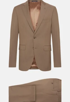 Boggi Milano Costume Gris Tourterelle Motif À Chevrons En Pure Laine Super 130